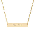 Engravable Horizontal Bar Necklace — Personalized Name/Message Pendant (Silver or Gold)