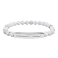 Engravable Natural Stone Stretch Bar Bracelet — Personalized Name Bead Bracelet